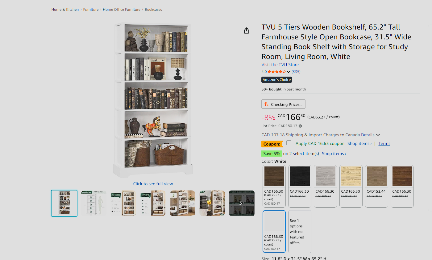 Freestanding bookshelf reference option